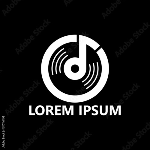 Music disc logo template design vector illustration