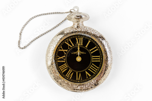 New Year's chimes. New year clock against white background. Isolate. Concept. High quality photo
