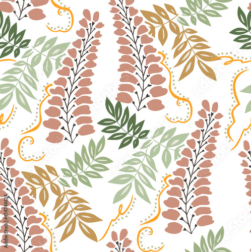 Sweet Colorful Ivy Flowers Leaves Vector Seamless Pattern Elegant Shiny Look Perfect for Fabric Print Wrapping Paper Endless Design