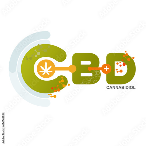 Health and medical concept icon or logo for CBD products on green tone