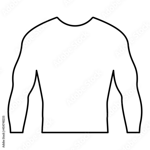 Rashguard Long sleeves top contour outline icon black color vector illustration flat style image