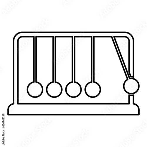 Cradle Newton Metal metronome Newton's balance equipment Relax motion Balancing balls Pendulum contour outline icon black color vector illustration flat style image