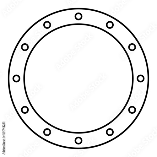 Rubber gasket with holes Grommet seal Leakage o-ring Reten contour outline icon black color vector illustration flat style image