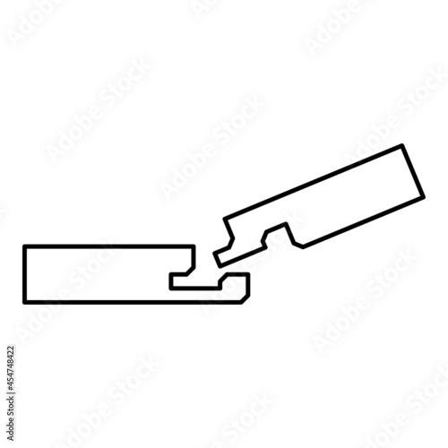 Laminate connection Flooring service joint system concept Tongue groove contour outline icon black color vector illustration flat style image