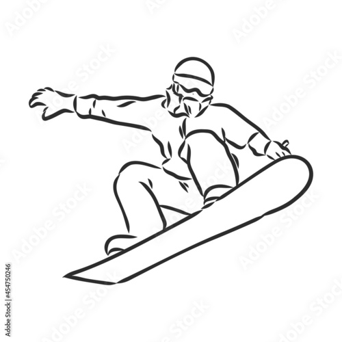 winter sport, snowboarding collection. Hand drawing. snowboarder vector sketch