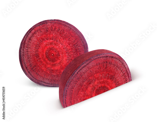 Beetroot, sliced beet isolated on white background