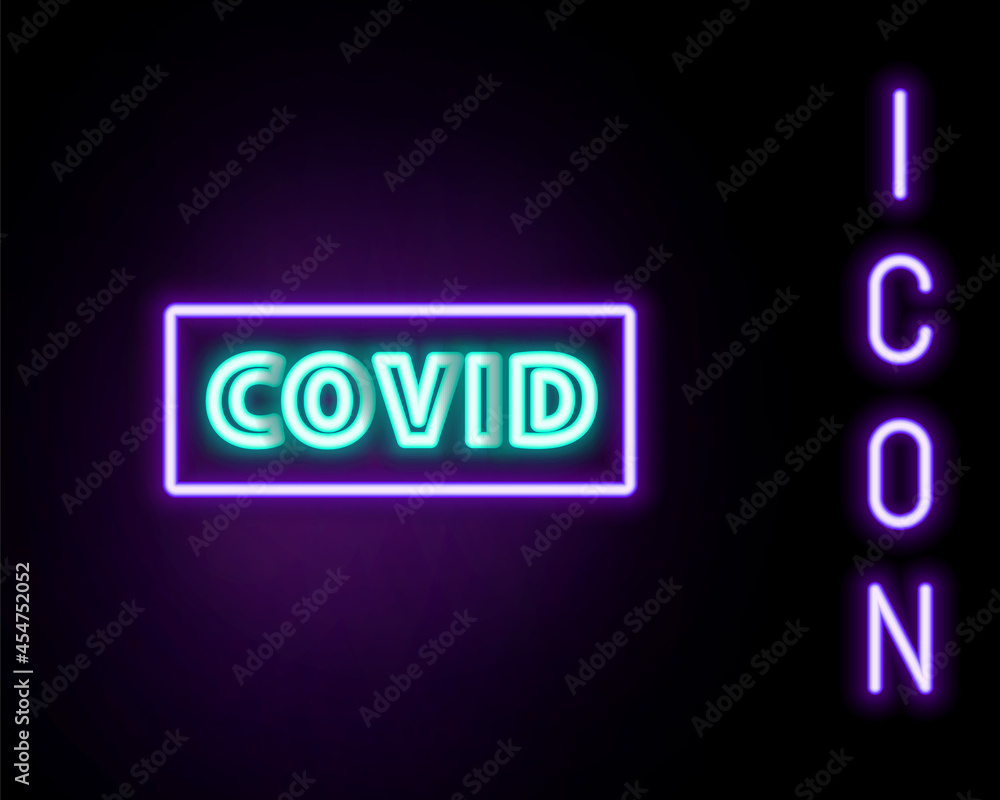 Glowing neon line Corona virus covid-19 icon isolated on black background. Bacteria and germs, cell cancer, microbe, fungi. Colorful outline concept. Vector Glowing neon line Corona virus covid-19 icon isolated on black background. Bacteria and germs, cell cancer, microbe, fungi. Colorful outline concept. Vector