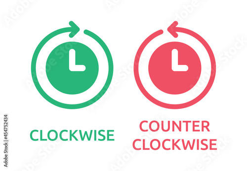 Clockwise and counterclockwise icon vector illustration. Time symbol