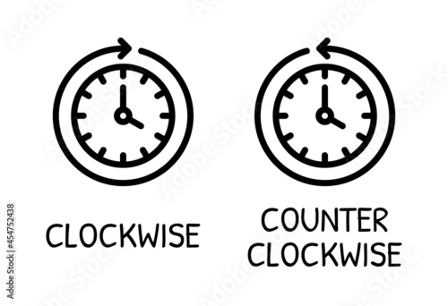 Circular clock with clockwise and counterclockwise arrow around icon vector illustration