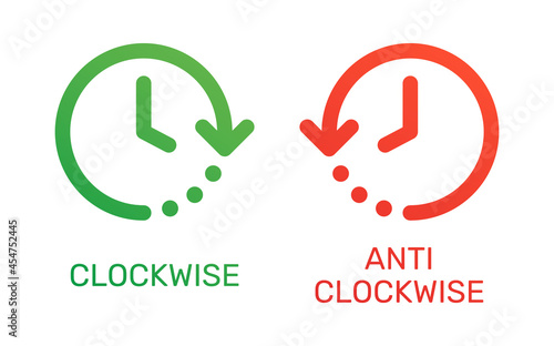 Rotate clockwise and anti clockwise icon isolated on white. photo