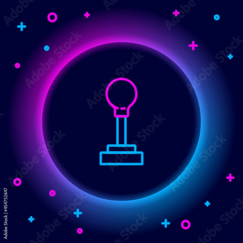 Glowing neon line Gear shifter icon isolated on black background. Manual transmission icon. Colorful outline concept. Vector