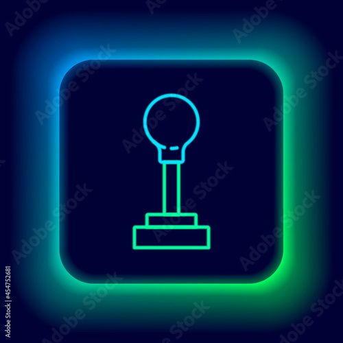 Glowing neon line Gear shifter icon isolated on black background. Manual transmission icon. Colorful outline concept. Vector