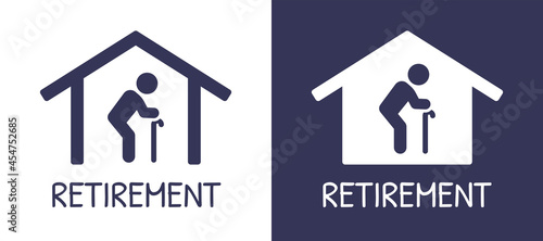 Retirement home icon vector illustration. Elderly care symbol.