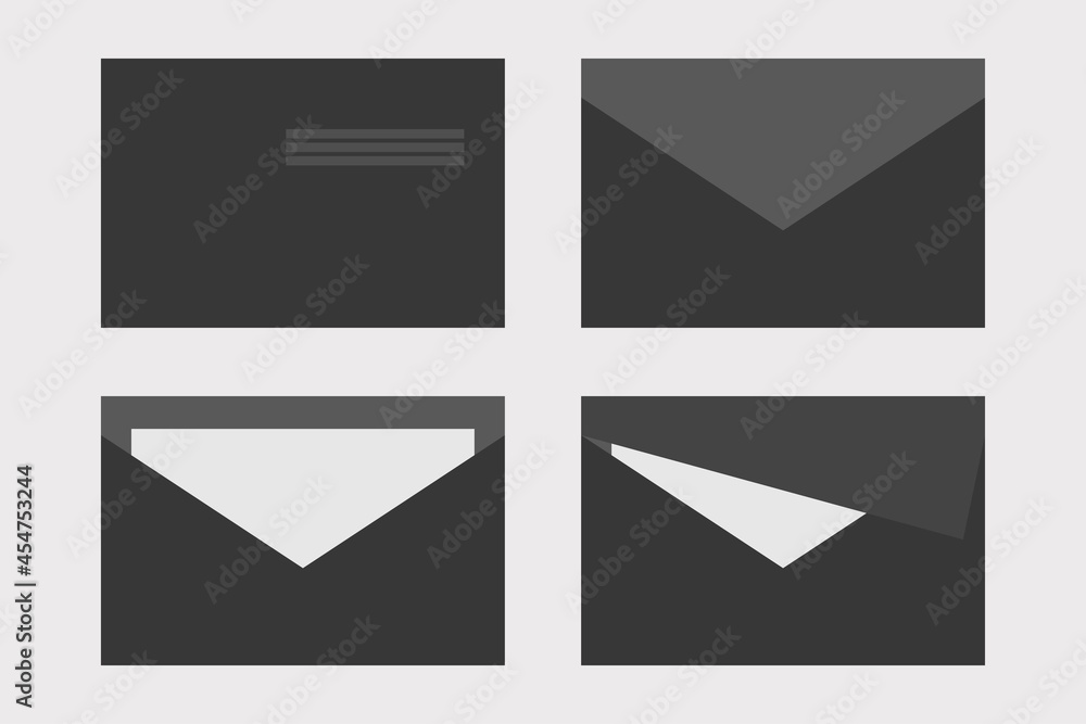 Black envelopes icon set vector illustration. Communication-related ...