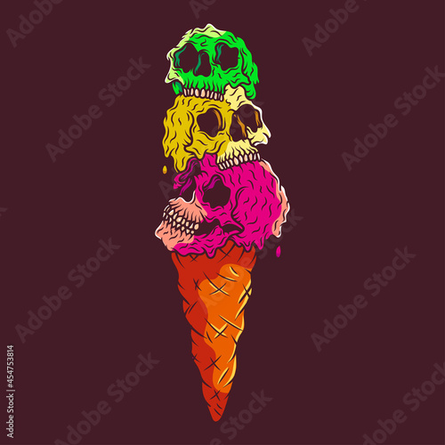 ILLUSTRATION OF SKULL ICE CREAM