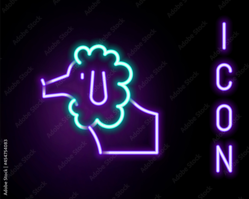 Glowing neon line French poodle dog icon isolated on black background. Colorful outline concept. Vector Glowing neon line French poodle dog icon isolated on black background. Colorful outline concept. Vector