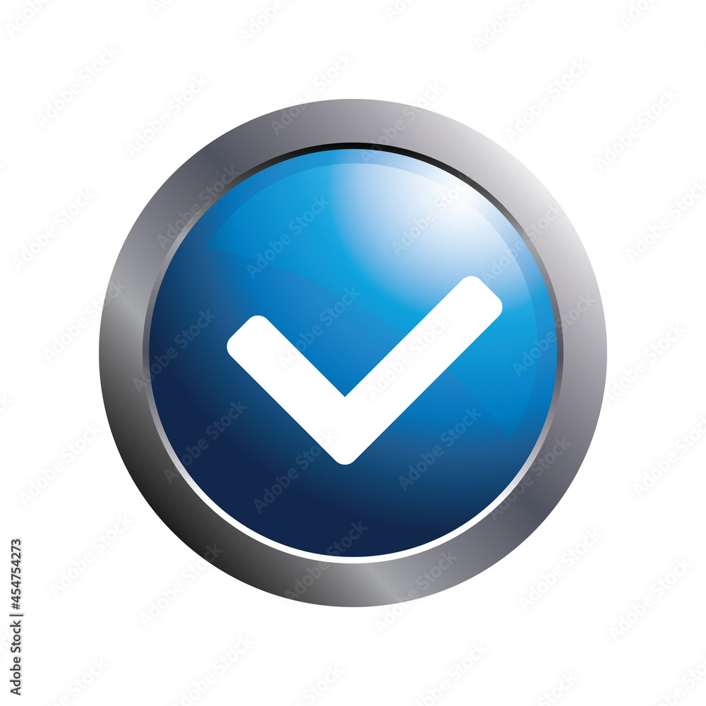 Simple check mark icon and blue glossy circle for web button. Simple check mark icon and blue glossy circle for web button.
