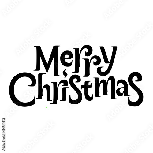 Merry Christmas Lettering. Vector illustration isolated on white. Cute composition for advertising or greeting cards. Holiday new-tear banner.