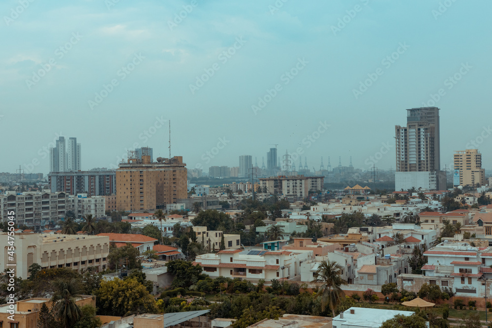 view of the Karachi city from the top of the tower