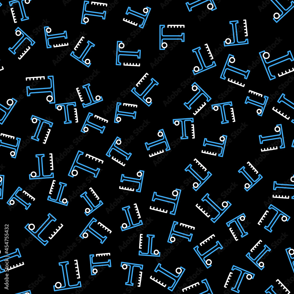 Line Text icon isolated seamless pattern on black background. Vector