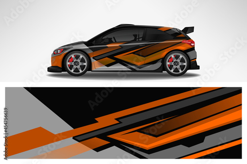 Wrap car vector design decal. Graphic abstract line racing background design for vehicle  race car  rally  adventure livery camouflage.