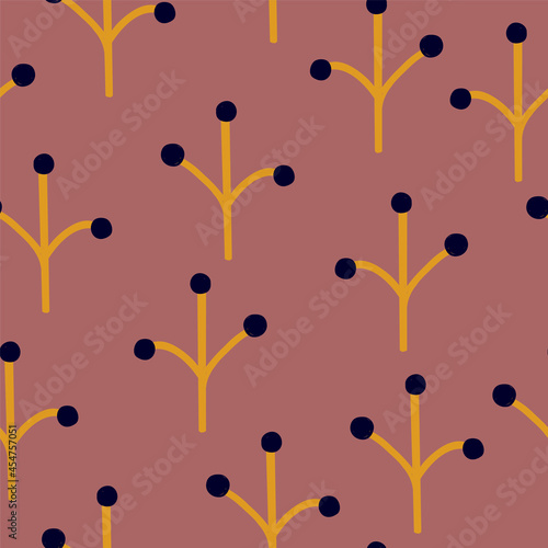 Cute neutral pattern with simple flowers or berries . Cute autumn naive print for textile, dresses, wallpaper and ect.