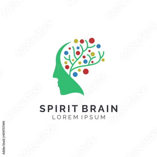 People brain creative mind digital logo design 