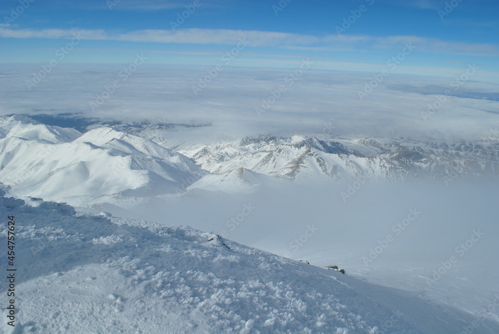 View from the top of Mount Elbrus 5642 m