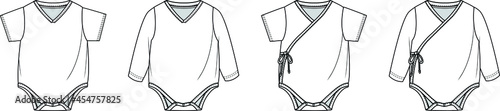 new born baby girls kids romper bodysuit set infant onesies baby clothes set flat sketch vector illustration