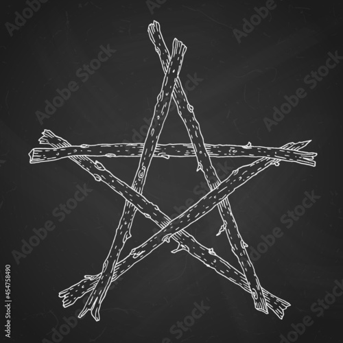 Wooden sticks pentagram occult symbol