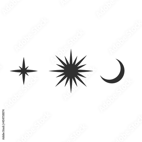 Abstract star sun moon logo elements, design elements