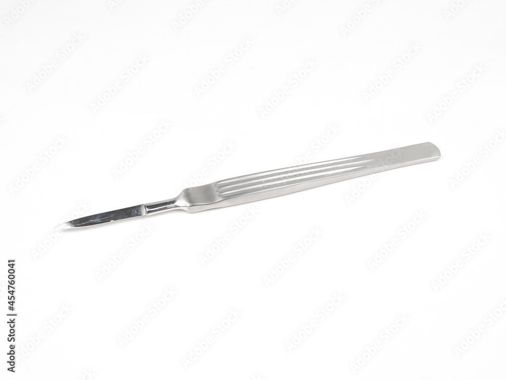 the steel medical scalpel on a white background the steel medical scalpel on a white background