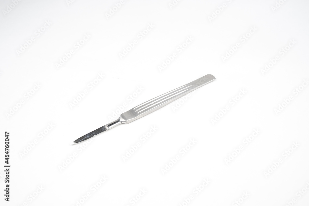 the steel medical scalpel on a white background the steel medical scalpel on a white background