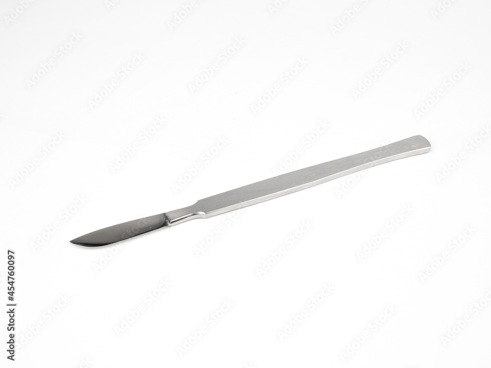 the steel medical scalpel on a white background the steel medical scalpel on a white background