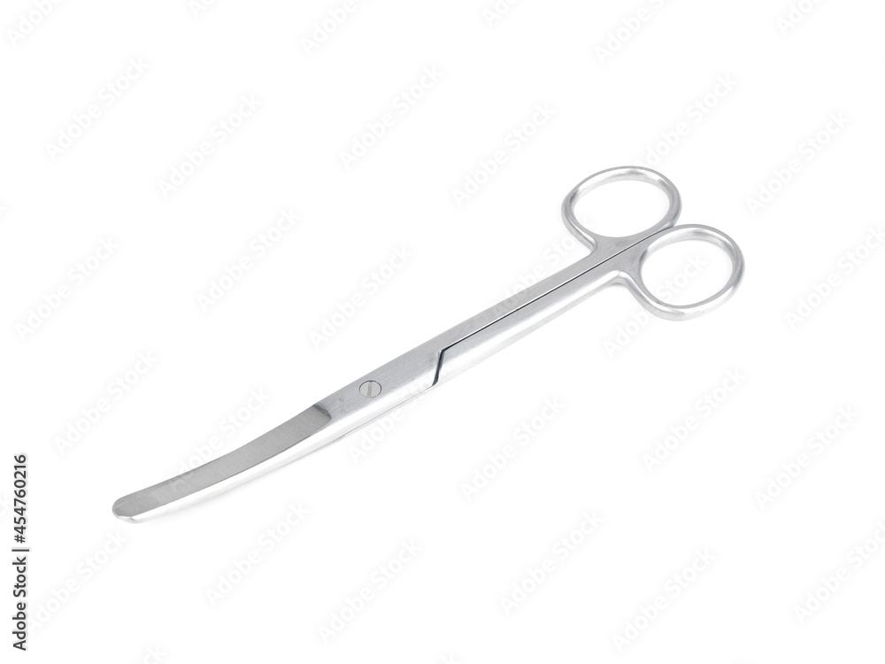 the surgical steel scissors zoom on a white background the surgical steel scissors zoom on a white background