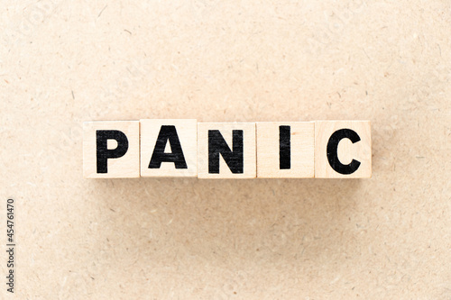 Alphabet letter block in word panic on wood background © bankrx