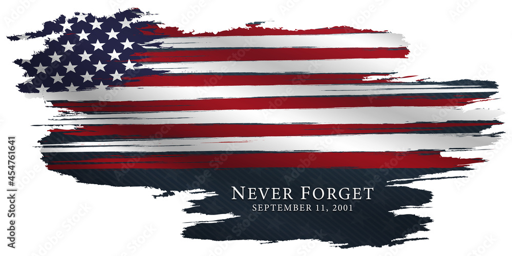 Patriot day, september 11 background, we will never forget, united states flag posters, modern design vector illustration - obrazy, fototapety, plakaty 