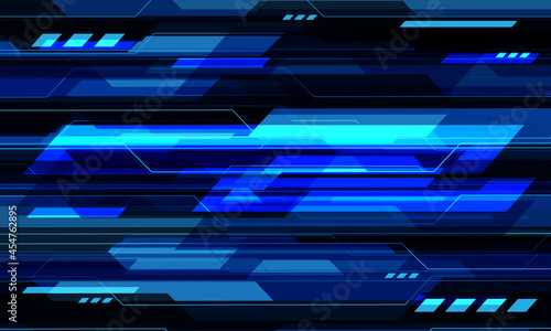 Abstract blue black cyber circuit geometric technology futuristic background vector