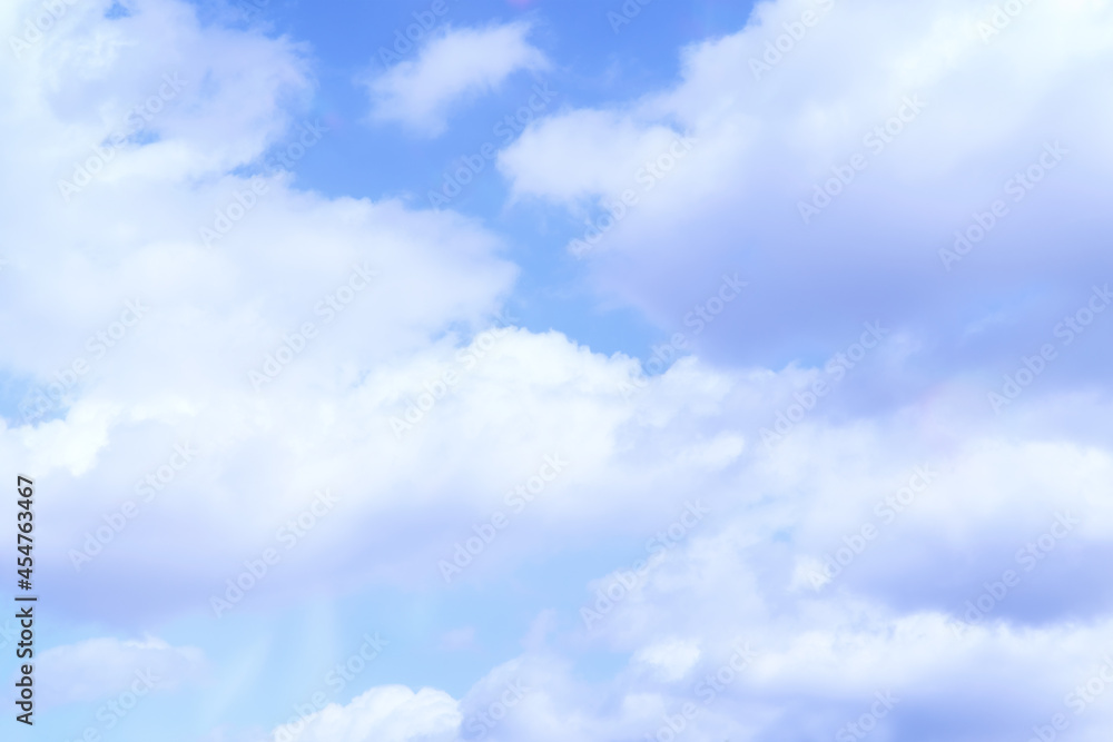 Blue sky with white cloud. Copy space.	