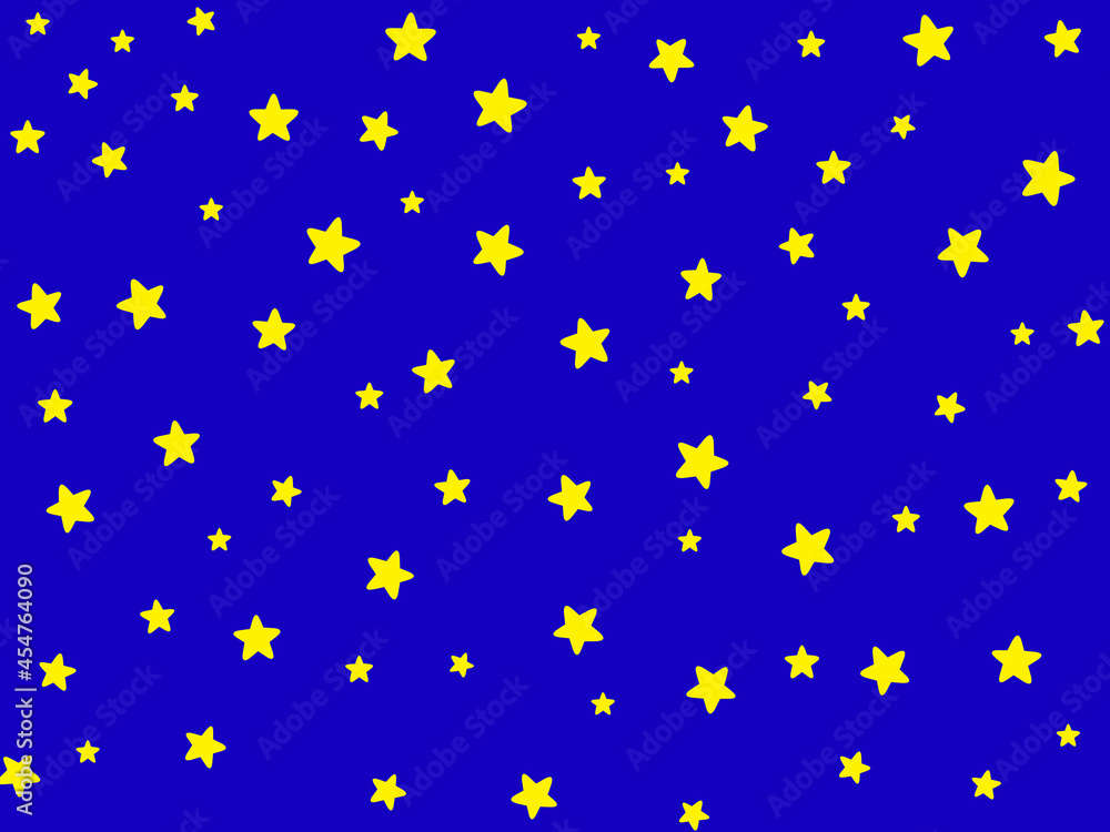 青のバックにたくさんの黄色い星を散りばめた背景壁紙
