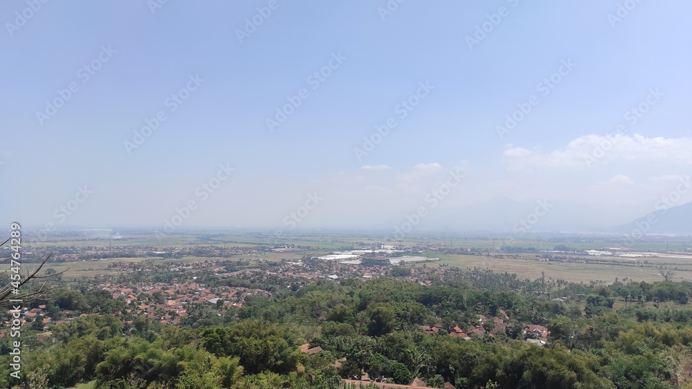 Obraz premium photo of the view from the top of the hill in the Cikancung area