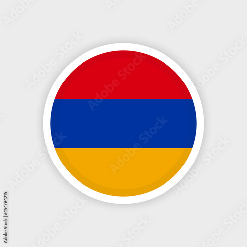 Flag of Armenia with circle frame and white background