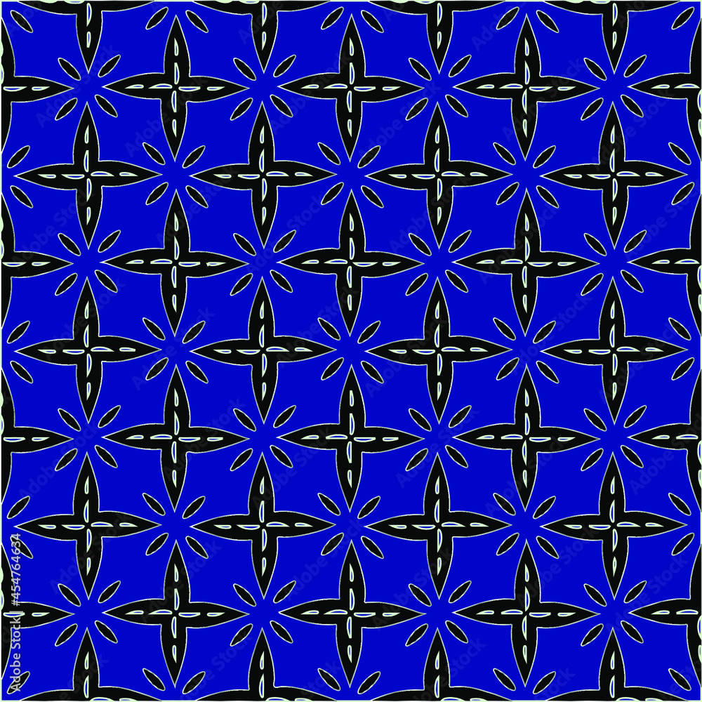 vector pattern in geometric ornamental style. Black and white and blue pattern. vector pattern in geometric ornamental style. Black and white and blue pattern.