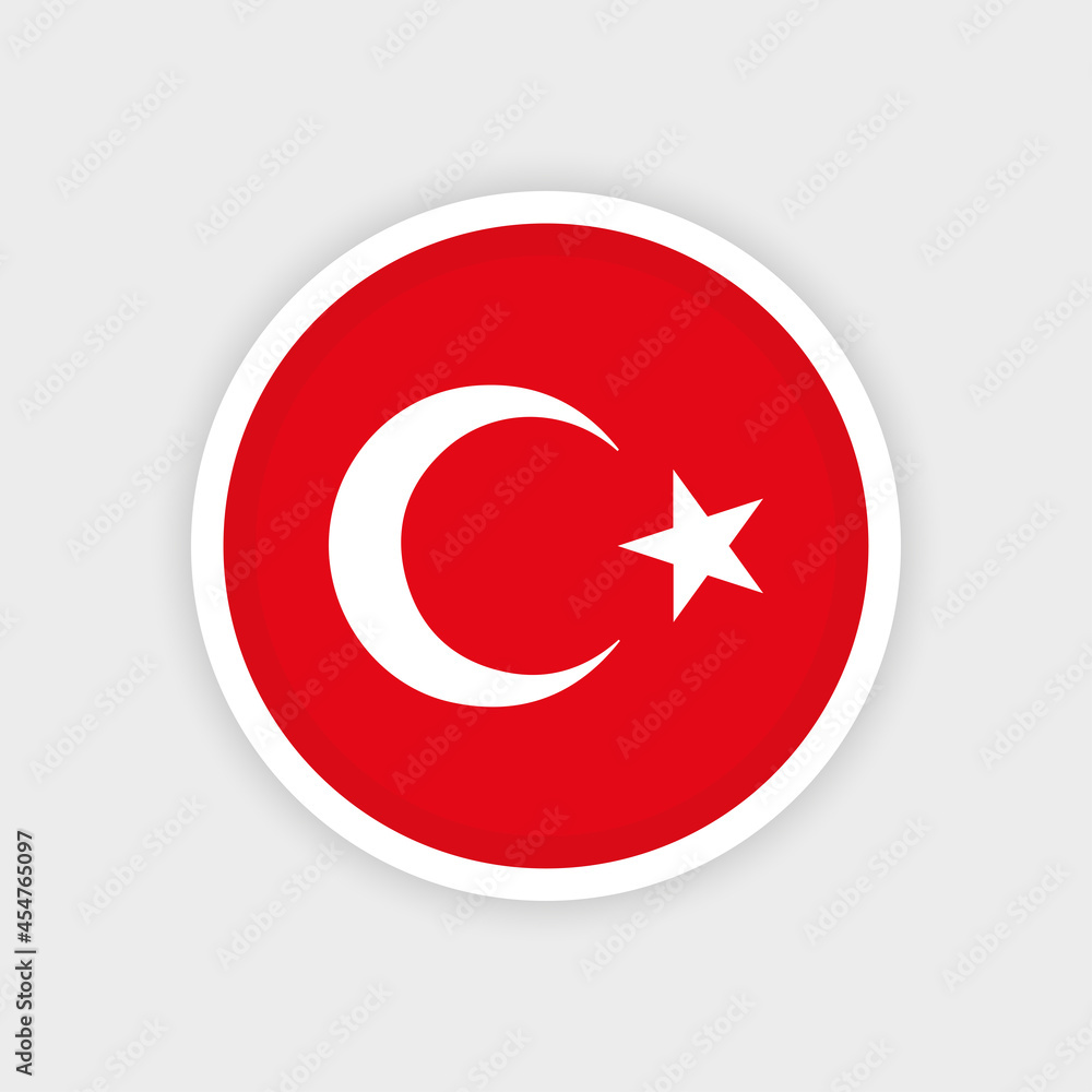 Flag of Turkey with circle frame and white background Flag of Turkey with circle frame and white background