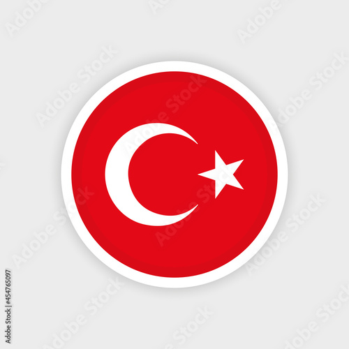 Flag of Turkey with circle frame and white background