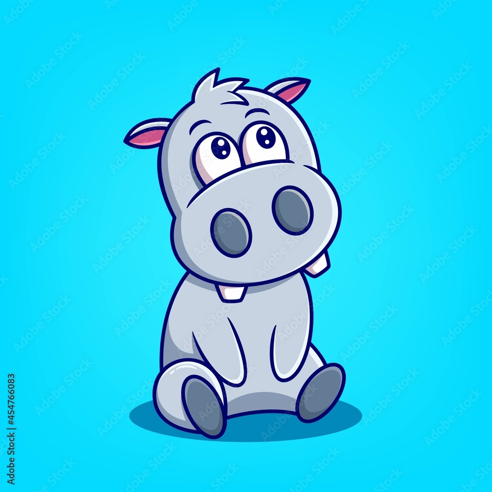 Fototapeta premium cute hand drawn hippopotamus cartoon vector illustration