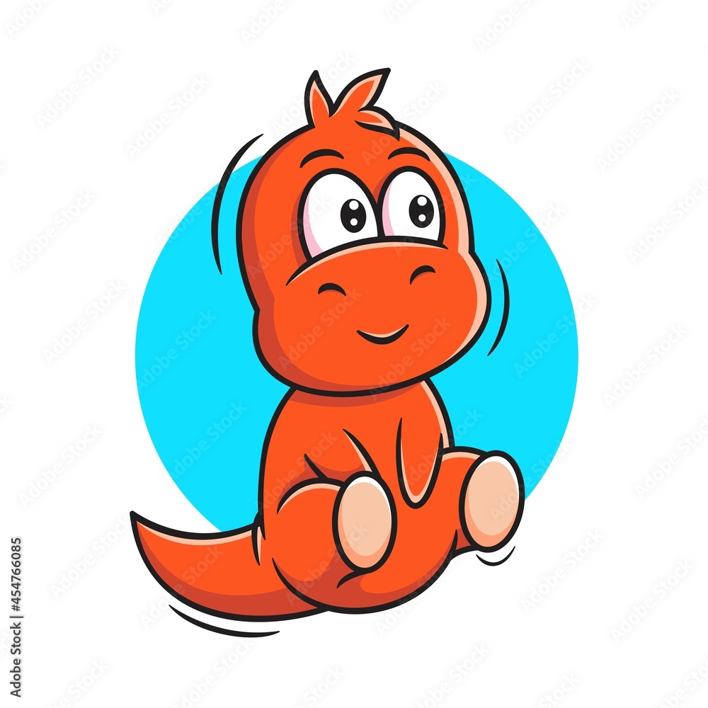 Obraz premium cute red dino cartoon vector illustration