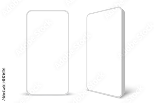 White frameless smartphone with white display. Vector illustration.