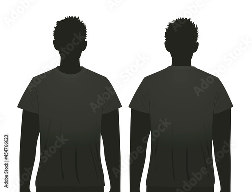 Man silhouette wear black t shirt. vector
