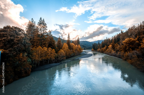 autumn in the mountains with river photo